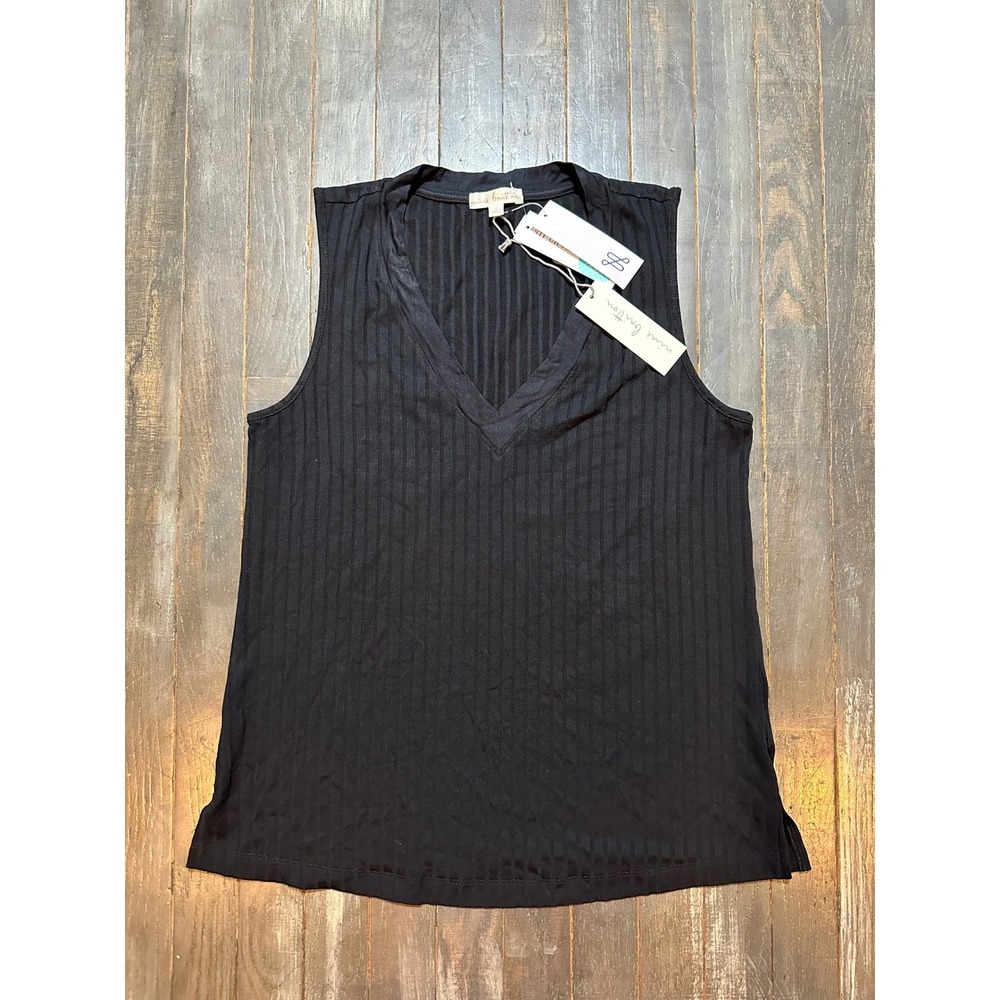 Nine Britton Womens Black Ribbed V-Neck Sleeveless Tank Top Stitch Fix Exclusive